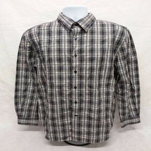 Men's XL Axist Long Sleeve Gray Plaid Slim Fit Casual Button Down Shirt